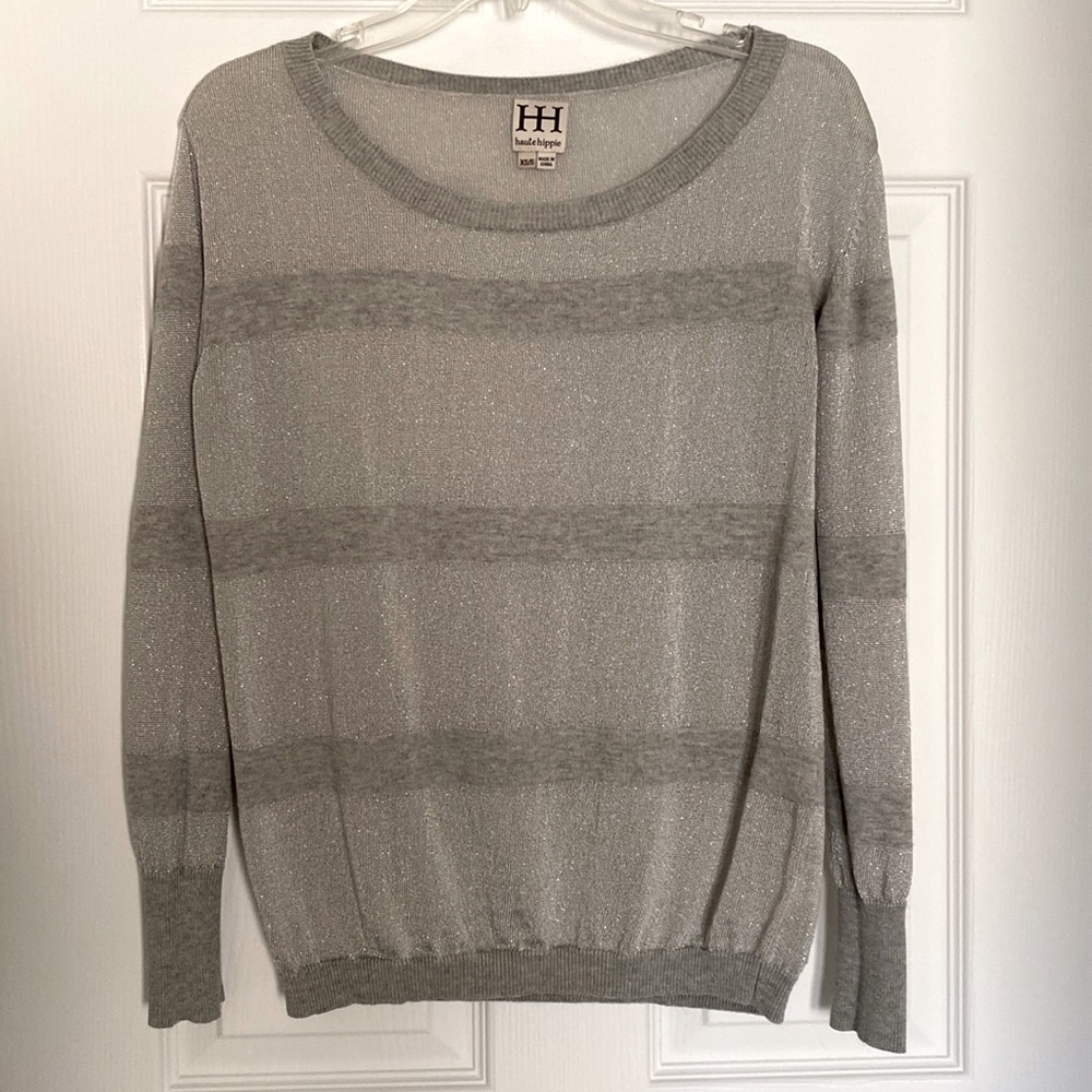 Sparkly fun with this Semi-Sheer Striped Sweater from Haute Hippie